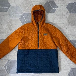 L.L. Bean 3/4 zip anorak orange/blue